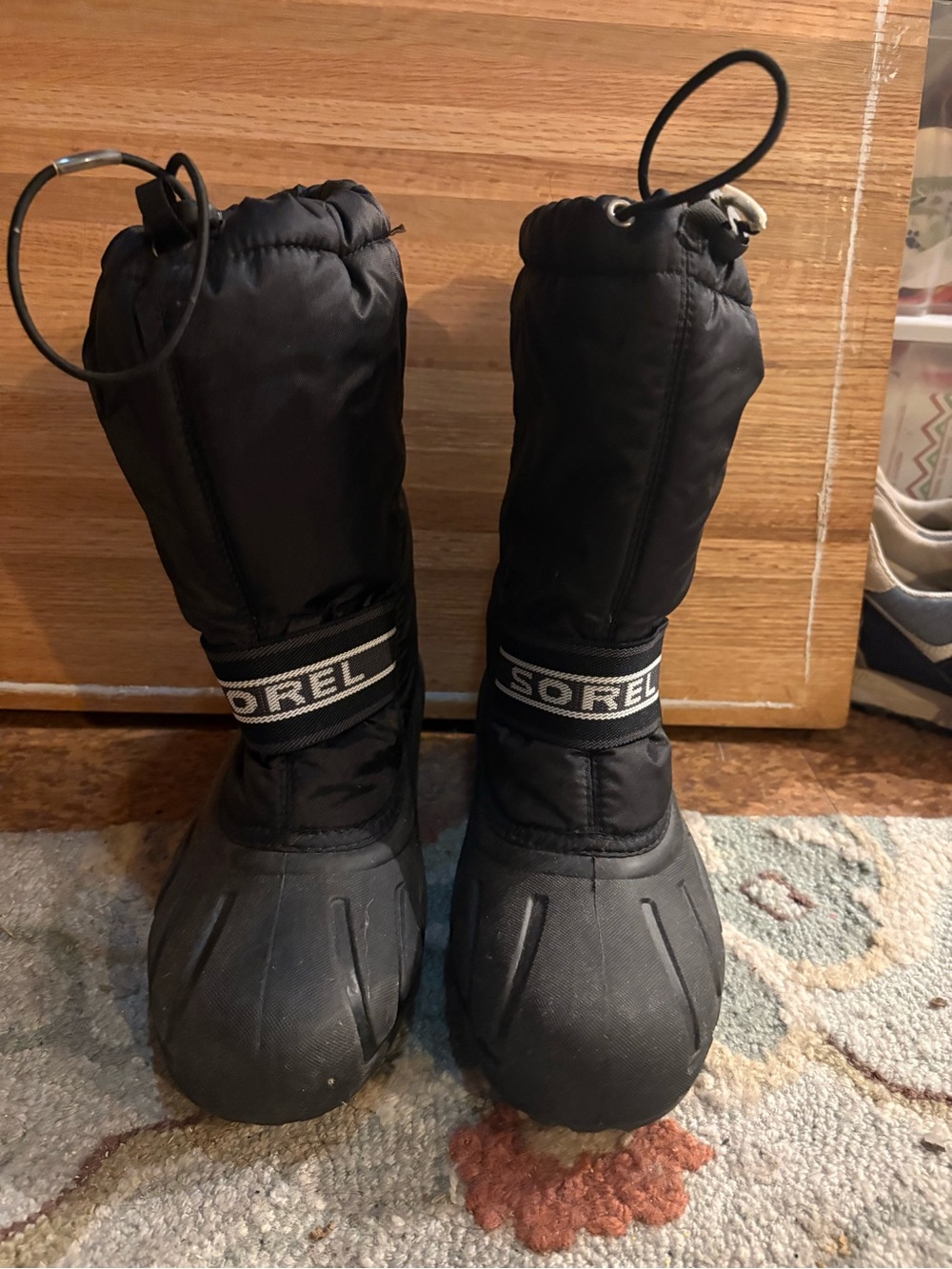 Sorel Kids Black Pull-On Snow Boots with Branded Strap